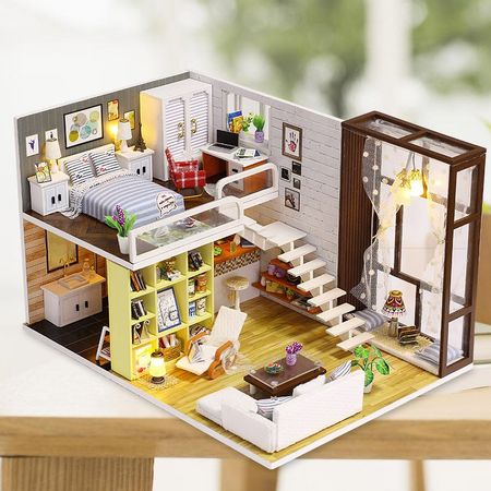 Doll House Accessories Miniature Dollhouse Furniture Kits Wooden Toys Model House For Dolls Toys Children Birthday Gifts
