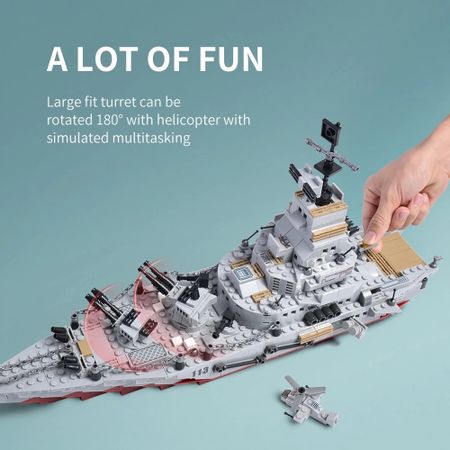 1000PCS Building Blocks WW2 Warship Puzzle Assembling Toys For Children Kit legoINGlys Battleship Military Boat Airplane Car Set