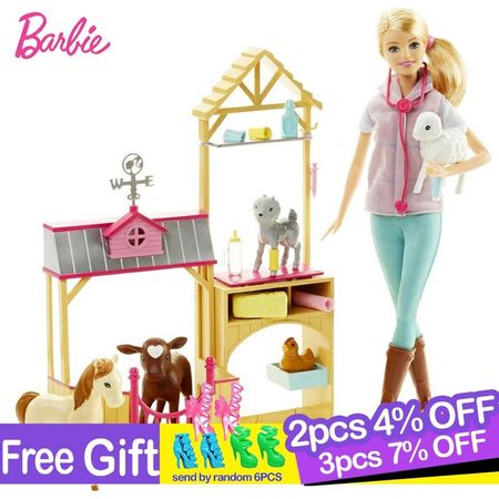 Original Barbie Doll Animal Rescuer Doll & Playset Kit Cute Room Baby Girl Toys For Children Poppenhuis Casa de Bonecas