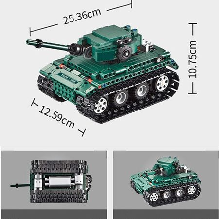 Technic Series 313pcs RC Tank Model Building Blocks Set with Motor WarII Bricks Toys Gift for Kid Compatible with Major Brands