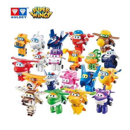 AULDEY Super Wings 20 pcs Original Mini KRYSTAL BUCKY JETT DONNIE Transforming Robot Action Figures Toy for Kids Christmas Gift