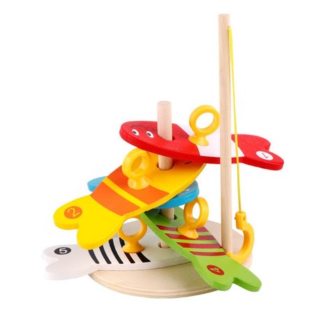 Baby Mini Wooden Digital Fishing Toys Kids Wood Fish Desk Game Childhood Colorful Cartoon Infant Learning Toys Birthday Gifts