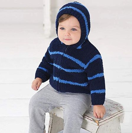 Toddler Baby Boys Girls Cute Stripe Fleece Hooded Jacket & Coats Kids Soft Warm Winter Outwear Clothes for Children