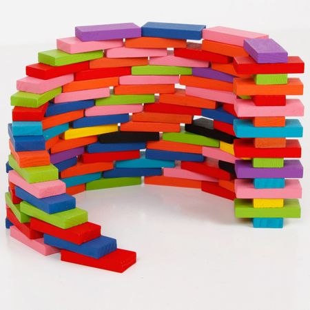 480pcs/set Children Rainbow Wooden Domino Blocks Toys Colorful Dominoes Kits Bright Games Educational Wood Play Toy Kids Gifts