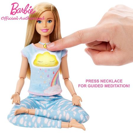 Original Barbie Brand 18 inch New Yoga Doll Toys Breathe with Me Meditation Doll Blone Pretty Girl GMJ72 For Birthday Present