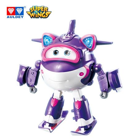 AULDEY Super Wings New Season Supercharge Robot Action Figures with Light Sound Transformation Toys Jet, Height around 15cm