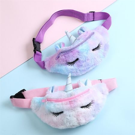 Cute Cartoon Plush Unicorn Waist Bag Kids Fanny Pack Girls Bumbag Belt Bag Keys Coin Purse Lovely Princess Travel Chest Bag