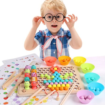 Baby Montessori Toys Kids Puzzle Toy Wood Clip Beads Montessori Educational Wooden Toys Children Learning Games Educational Toy
