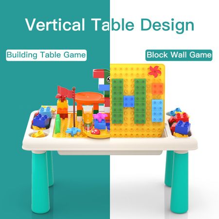 Building Block Table With 105 Pcs Big Bricks Marble Race Run Set Desk Compatible with Duploe Educaitonal Toys For Children Kids