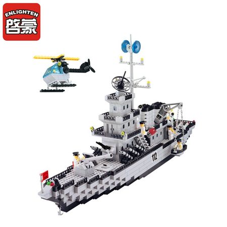 Enlighten Military Series Battle Cruisers Building Blocks 970pcs DIY Assembling Bricks Educational Toys 112 for Boy's Birthday