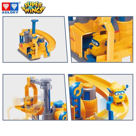 AULDEY Super Wings Original Donnie Maintenance Base Playset Anime Action Figure Toys Transforming Jet Toy Birthday Gift for Kids