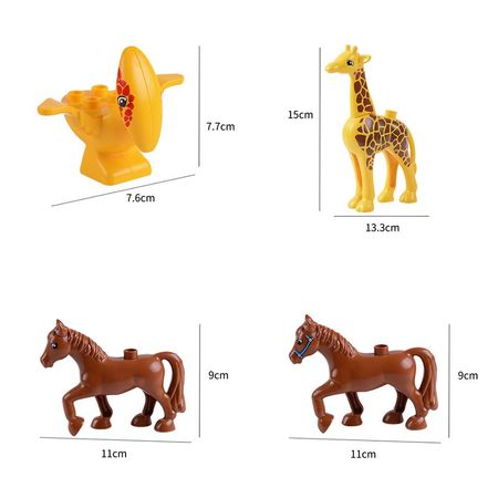20-50pcs Animal Model Figures Sets Building Block Elephant Monkey Horse Block Educational Building Toys For Children Kids Gifts