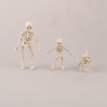 Tronzo 3Pcs/Set Mr. Bones Movable Action Figure Toys Kawaii Mini Skeleton Human Dog PVC Model Figure Set Decoration Skull Toys