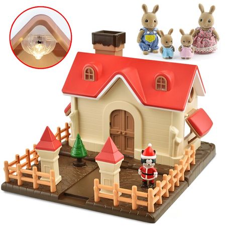 2020 1:12 Rabbit Family New Forest House Simulation Snow Hut ABS Boys and Girls Play House Toy Birthday Gift