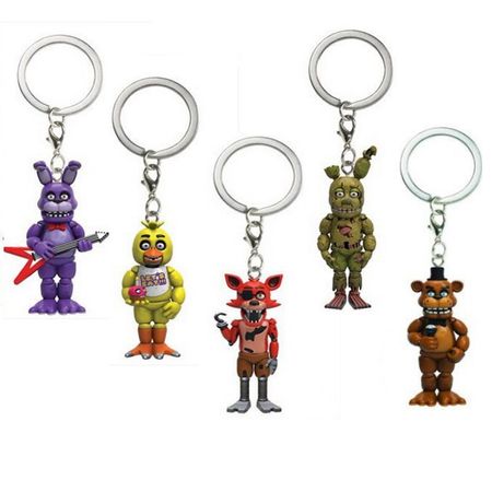 5PCS/Set Game Five Nights At Freddy Keychain Figures Toys Set Bonnie Foxy Bear Fazbear FNAF Key Chain Ring