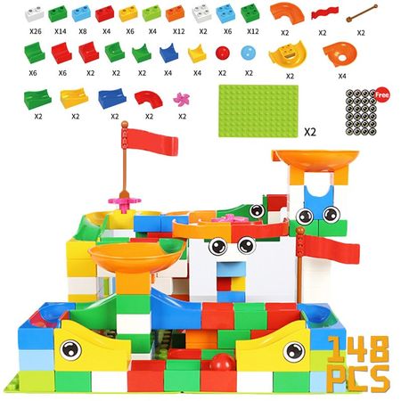 88-176PCS Marble Race Run Blocks Compatible with Duploe Building Blocks Funnel Slide Big Blocks Toys For Children