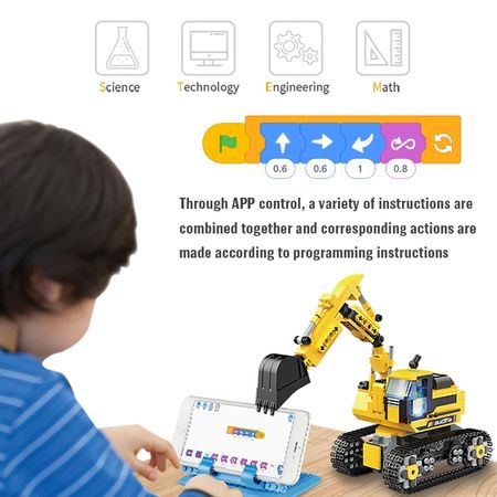 APP Remote Control Excavator Engineering Car Building Blocks City Technic RC Forklift Vehicle Creator Bricks Toys For Children
