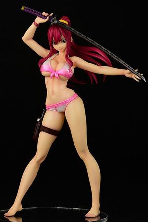 33cm Erza Scarlet Swimsuit Gravure Ver. Sakura PVC Action Figure Fairy Tail Sexy Girl Anime Figure Collectible Model Doll Toys