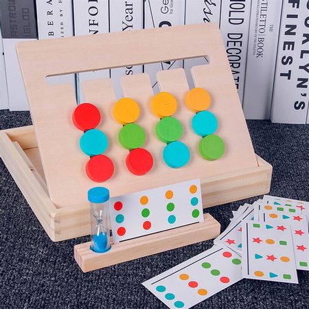 Wooden Colors and Shape Double Sided Matching Game Toy for Children Baby Montessori Preschool Childhood Training Toys Gifts
