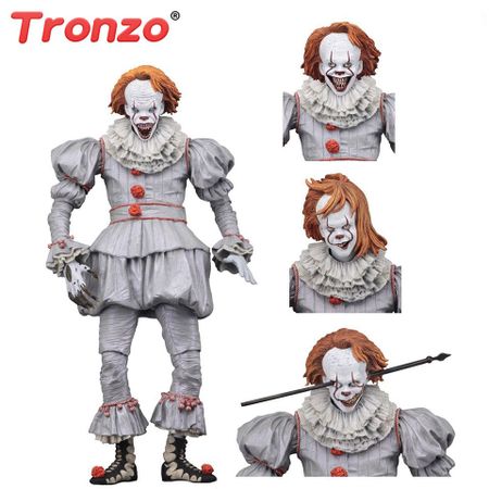 Tronzo New NECA IT Pennywise 2017 Movable PVC Action Figure Model Horror Movie IT Clown Collection Halloween Figurine Toys Gifts