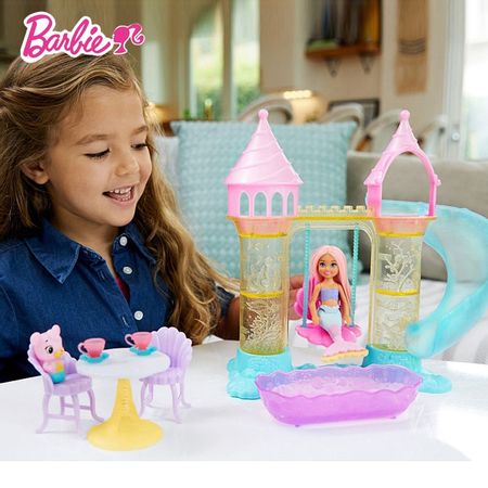 Original Barbie Chelsea Mermaid Small Castle Playset Toy Doll Accessories Girls Dolls House Toys for Children Birthday Bonecas