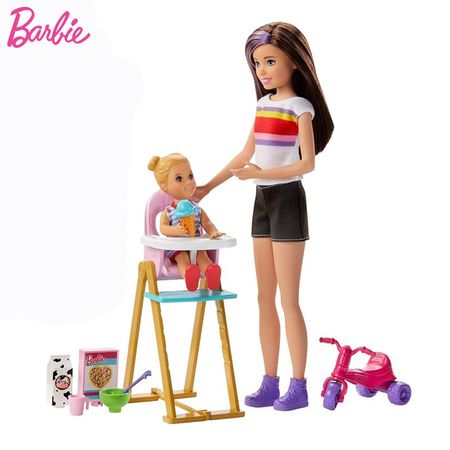 Original Barbie Accessories Dolls Babysitting Barbie Toys for Girls Baby Toys Care Feeding Toddler Bonecas Dolls Children Gifts