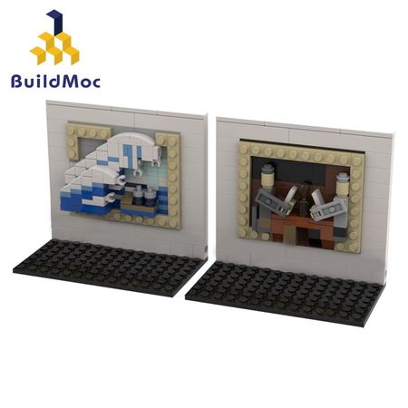 Buildmoc Pixel Art MOCBrick Famous Painting 3 d Mini Masterpiece Card Player DIY Model Building Block Toy Compatible Brand