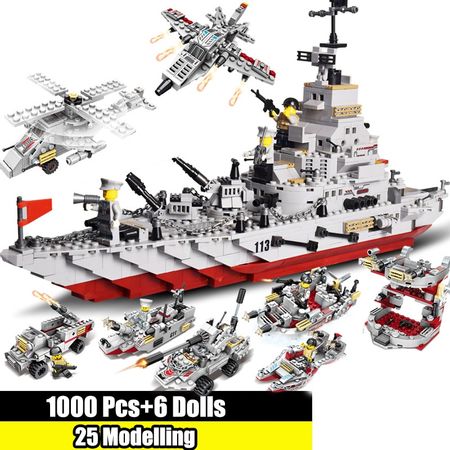 Military Warship Building Blocks Navy Aircraft Modern Army Warship City Creator Figures Bricks for Children Toys Gifts