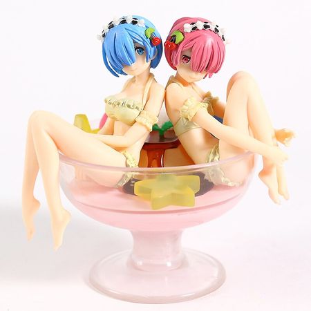 Re:Life in a different world from zero Rem Ram pudding Wine glass Ver. PVC Action Figure Collectible Model Toys For Kids Gift