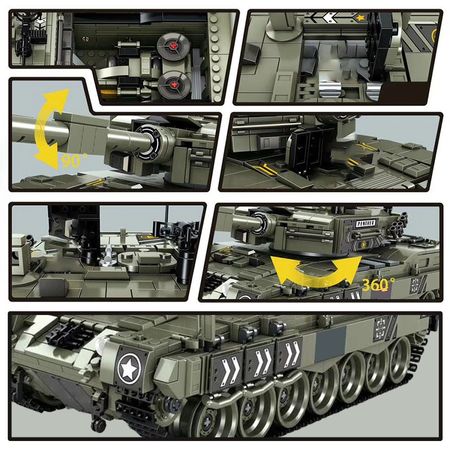 Military series 1747PCS WW2 Army Compatible 2 Main Battle Tank Model Building Blocks toys for children Gifts