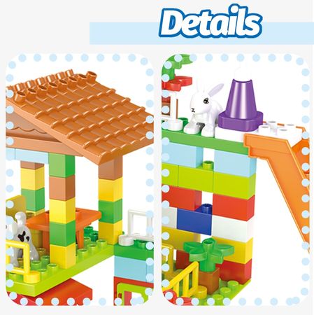 Creative Compatible Duploed Big Particle Blocks City House Big Size Slide Building Blocks Farm DIY Bricks Gift Toys For Children