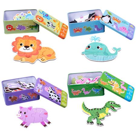 Large Size Children Montessori Game Wooden Puzzle Toys Cartoon Animal Traffic Dinosaur Pair Matching Wood Jigsaw Puzzles Kid Toy