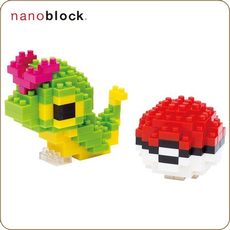 Nanoblock Pokemon Pikachu NBPM-010 Caterpie And MonsterBall 170pcs Anime Cartoon Diamond Building Blocks Mini Bricks For Kids