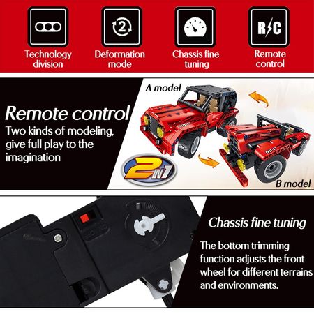 RC 2.4Ghz New Technic Series Car Building Blocks Dual Mode City Wrangler Racing Car Bricks Remote Control Vehicle Toys for Kids