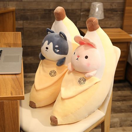 Cute Cartoon Animals Banana Plush Toy Soft Fruit Plushie Cat Rabbit Shiba Inu Pillow Super Soft Kids Toy Baby Doll Birthday Gift