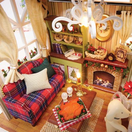 Doll House Furnitures Kits Miniature Model DIY Dollhouse With  Wooden House Toys For Children Birthday Gift