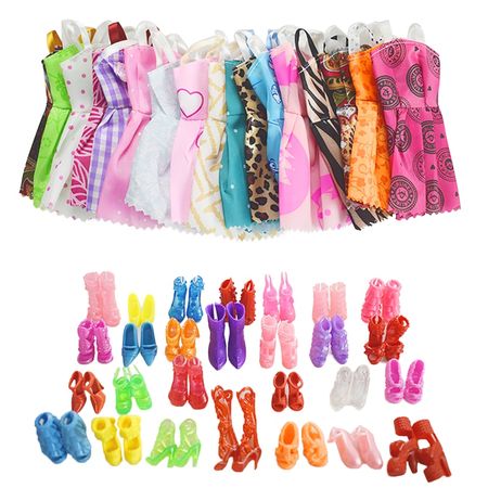 For Original Doll Accessories 5PCS  Doll Clothes &10 Pairs of Random Shoes Fashion Party Princes Dress Girls Gift