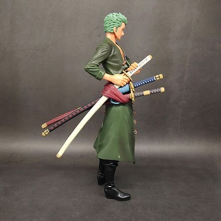 27CM One Piece Ronoa Zoro 3D2Y Big Standing Three-knife Ver. Sauron Ghost Cut PVC Action Figure Model Birthday Gifts Figurine