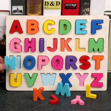 New Kids Wood Toy English Letter/ Digital/ Shape Matching Jigsaw Board Puzzle Baby Early Learning Educational Toys for Children