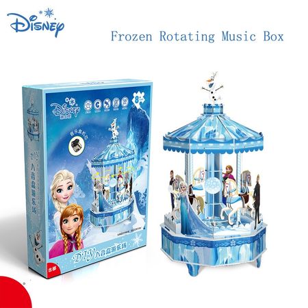Disney Ice And Snow Witch From Nepal Rotating The Music Box Gift Diy Rotating Wooden Horse Three-dimensional Manual Music Box