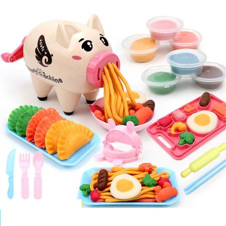 Children's Plasticine Mould Colored Clay Set Baby Puzzle Toys Pig Ice Cream Noodle Machine DIY Ultra Light Polymer Clay Girl Toy