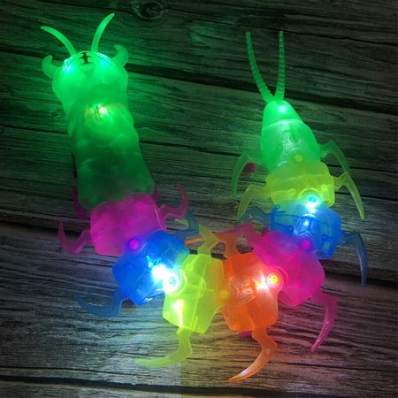 Glow in the dark Toy Colourful Light Glowing Centipede Crawl Luminous LED Lights Halloween Joke Plastic Outdoor Kids Funny Toy .