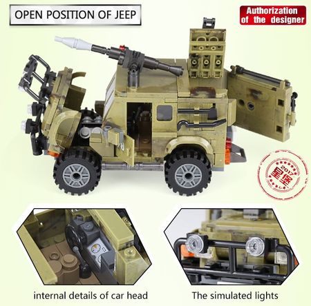 497pcs Fit Lego Army The Ryan Car Building Blocks Military Police City Bricks Educational Toy for Children XingBao 06012