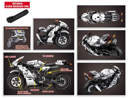 716pcs Motorcycle MOTO Car Creator Black Building Blocks City Toys for Children Boys Classic Bricks Gifts Super Speed Technic
