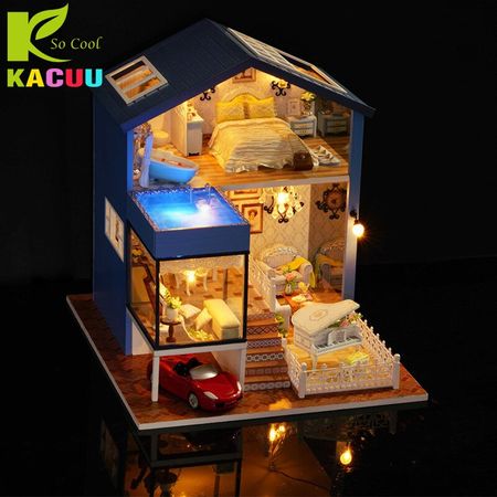 KACUU Dollhouse Original Box Miniature Wooden Doll House With DIY Furniture Fidget Toys For Kids Children Birthday Gift Seattle