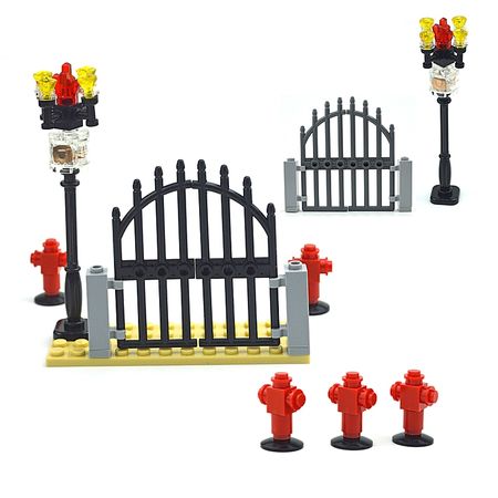 City Street House Accessories Building Blocks Doors Gate Fire Hydrant LED Light Model Light-Emitting Bricks compatible with lego