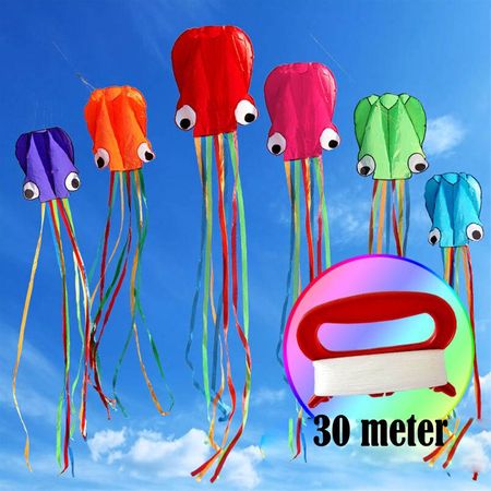 3D 4M Large Octopus Kite with Handle Line Children Outdoor Summer Game Professional Stunt Software Power Beach Kite Kids Toy
