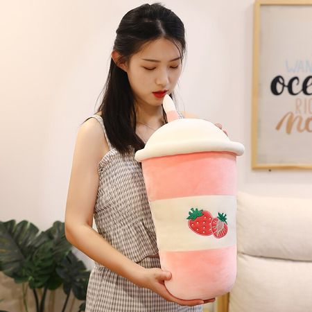 45-80cm Cute Strawberry Avocado Lemon Tea Drink Plush Toys Soft Stuffed Fruit Pillow Kawaii Bubble Tea Cushion Funny Room Decor