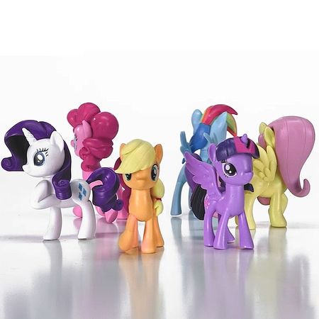 6PCS My Little Pony Leading Characters Friendship Combination Gift Girl Toy Princess Toys for Children Anime Figure Birthday Set