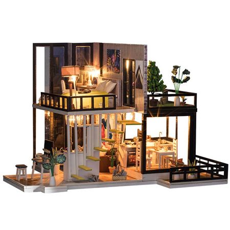 Miniature Doll House 3D Wooden Toys  Large Dollhouse Furniture DIY Dollhouse kit Toys for Children Birthday Gifts